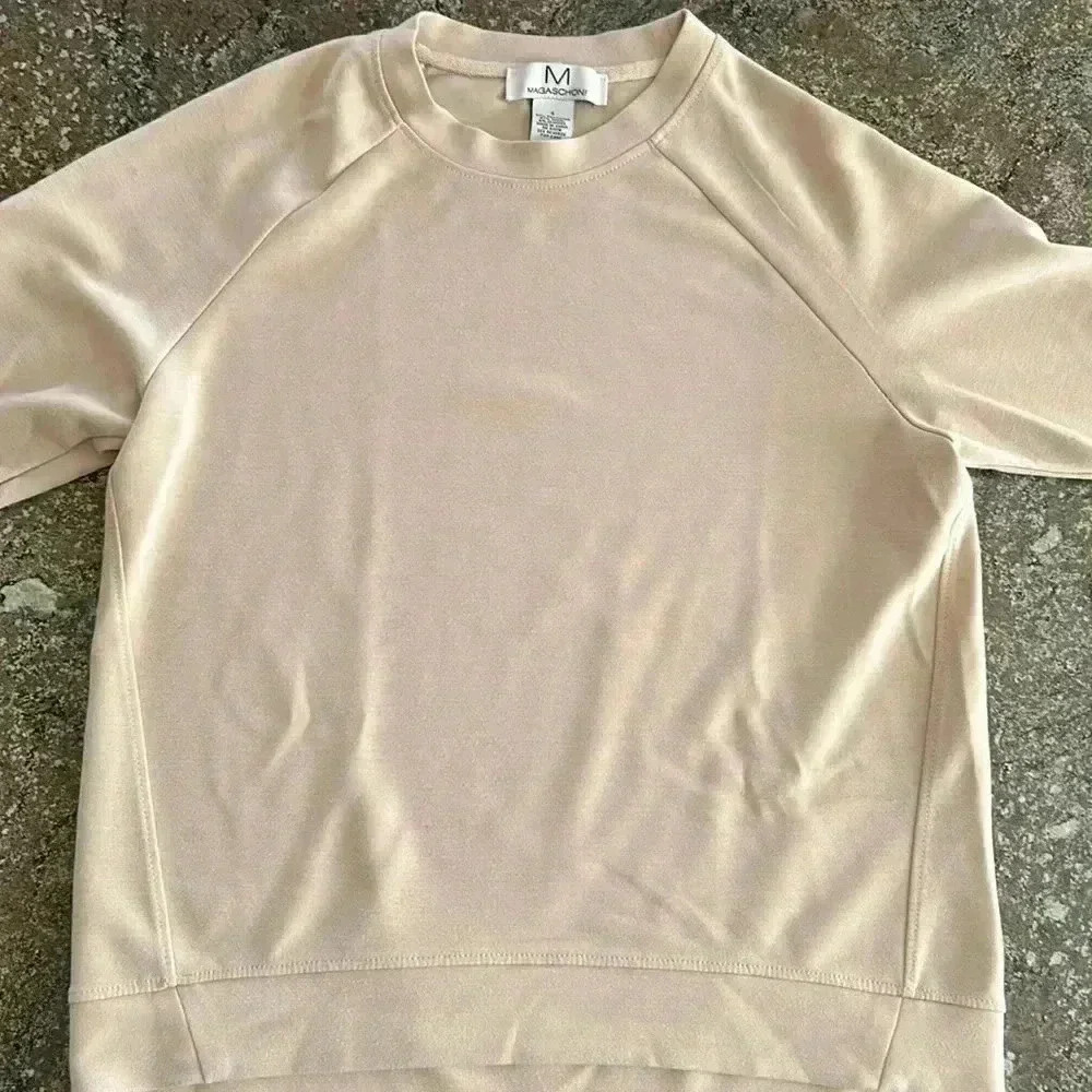 Magaschoni pullover crew neck sweatshirt neutral tan color basics lightweight S